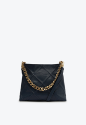 Bolsa Azul Schutz Transversal Pequena Losangos Couro
