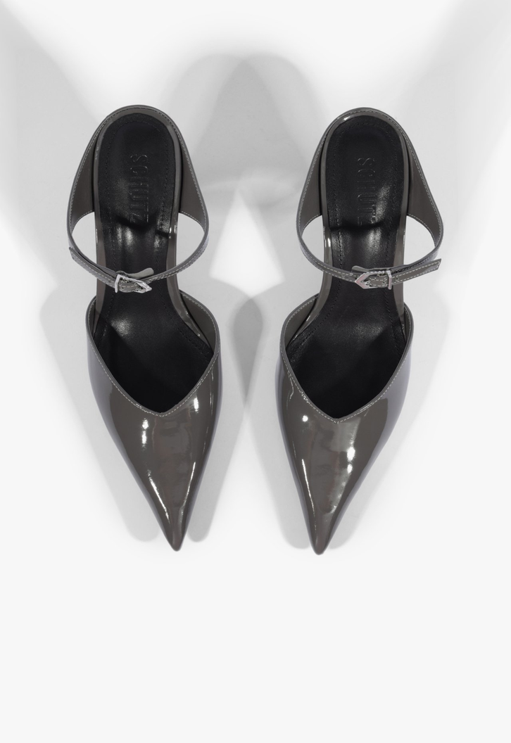 Mule Laurie Couro Cinza | ZZ MALL