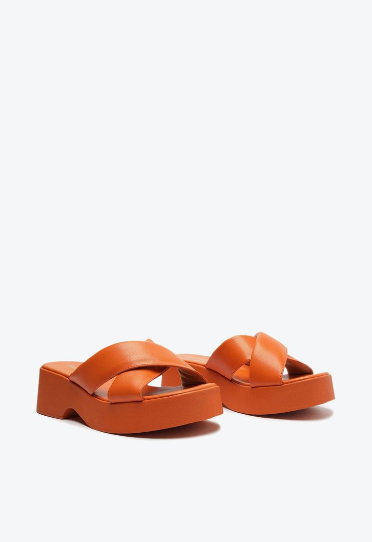 Sandália Flatform Laranja Anacapri Tiras Cruzadas