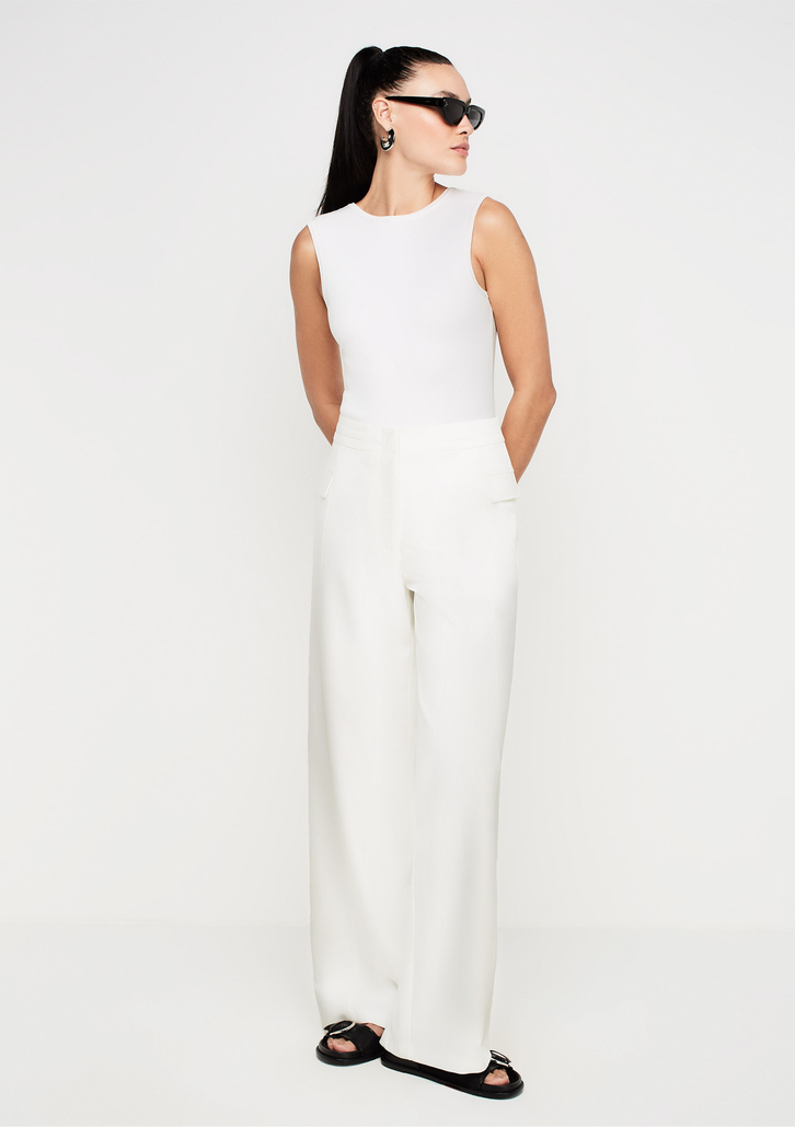 Body Off-White DZARM Ajustado Sem Mangas Em Tricô