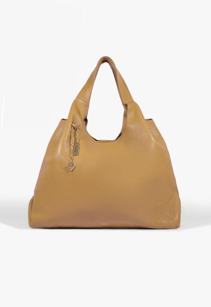 Bolsa Hobo Grande Agnes Couro Amarelo