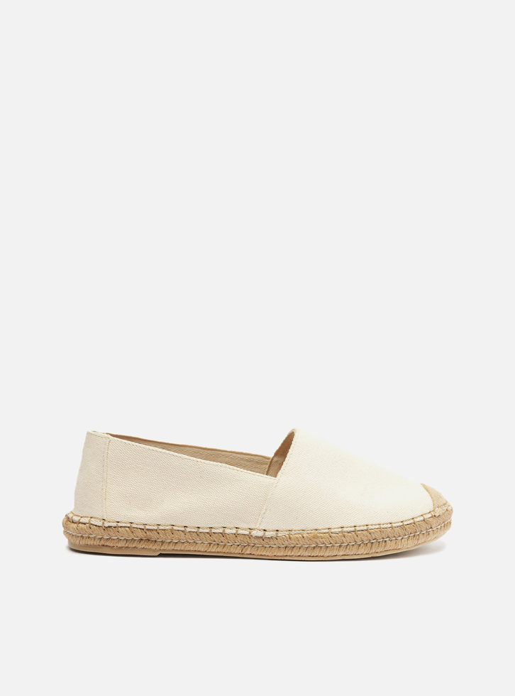 Espadrille Rasteira Branca Arezzo Lona Fechada