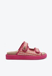 Rasteira Papete Rosa E Laranja Anacapri Velcro