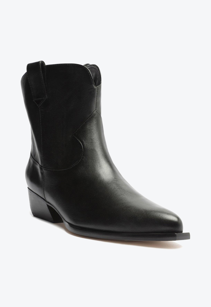 Bota Western Preta Arezzo Couro Cano Curto