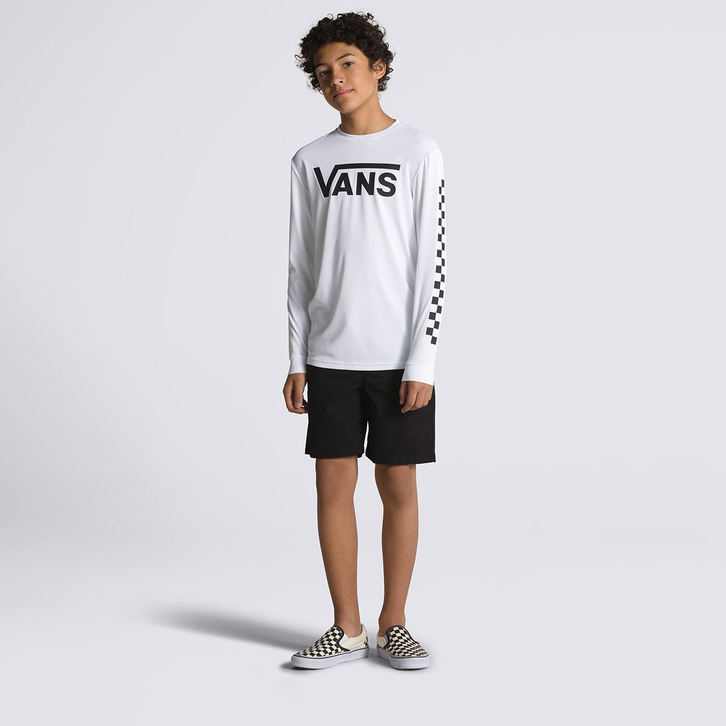 Camiseta Vans Infantil Classic Checker Sun Ls White Black