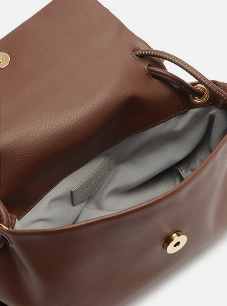 Bolsa Shoulder Marrom Média Metal Orgânico | ZZ MALL
