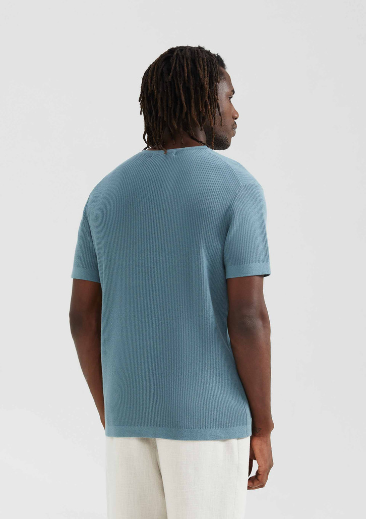 Camiseta Azul Hering Masculina Manga Curta Em Tricô