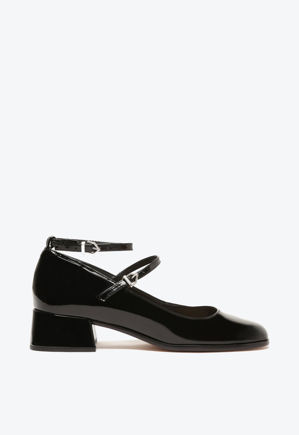 Sapato Preto Schutz Boneca Salto Bloco Baixo Verniz | ZZ MALL