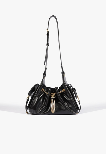 【small stuff】韓国RESTBED BLACKDOUBLESTRIPE Bolsa Schutz Shoulder Média Lilibet Couro Preta | ZZ MALL