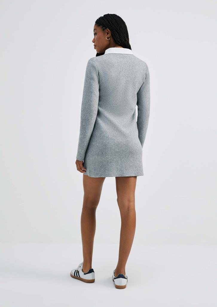 Vestido Cinza Hering Curto Manga Longa Em Tricô