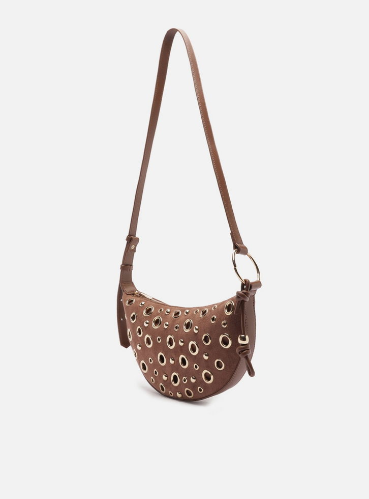 Bolsa Tiracolo Marrom Suede Média | ZZ MALL