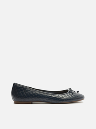 Sapatilha Azul Navy Matelassê Bico Redondo Laço