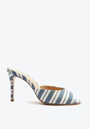 Sandália Mule Azul E Branca Schutz Salto Médio Couro