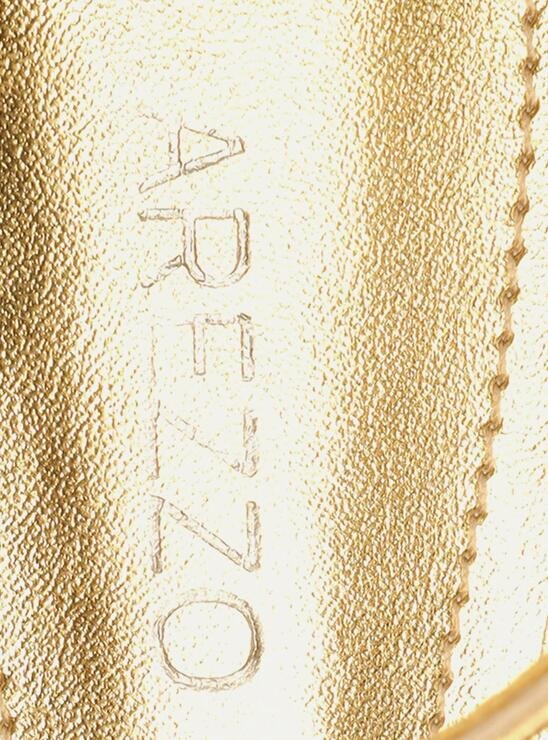 SAPATILHA DOURADA AREZZO COURO BICO REDONDO ABERTA