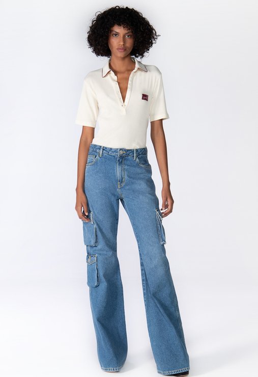 CALÇA JEANS AZUL SCHUTZ CARGO BARBARA
