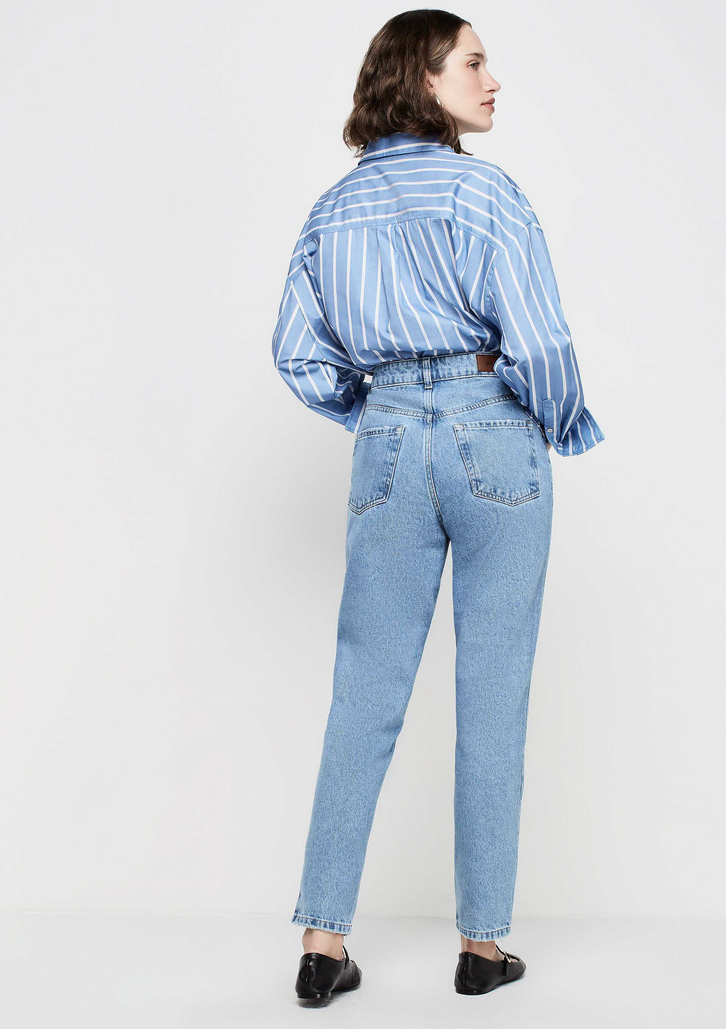 Calça Jeans Azul DZARM Mom Fit Cintura Alta