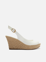 Sandália Plataforma Branca Arezzo Couro Corda Slingback