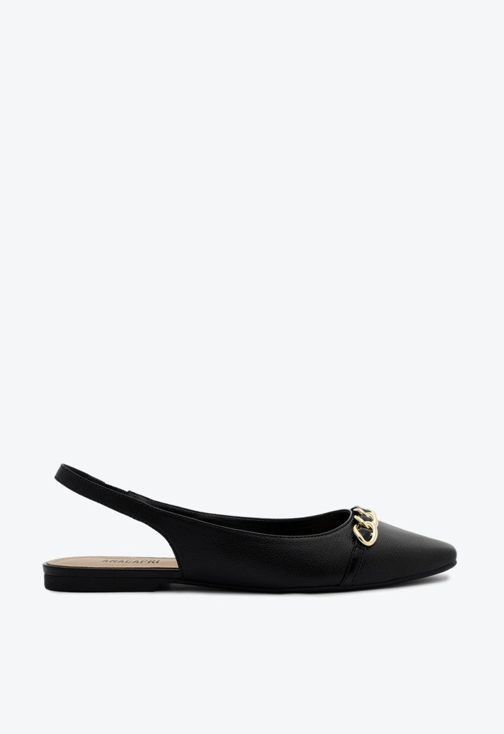 Sapatilha Preta Anacapri Slingback Correntes