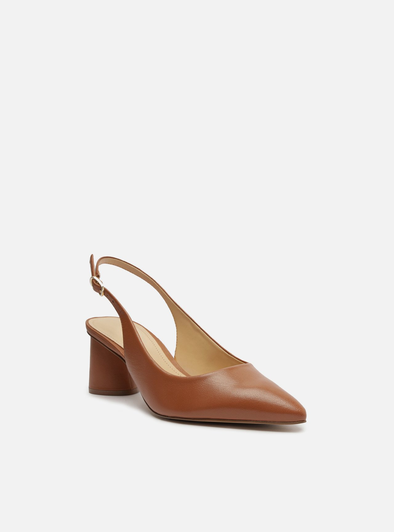 Scarpin Marrom Arezzo Couro Bico Fino Slingback | ZZ MALL