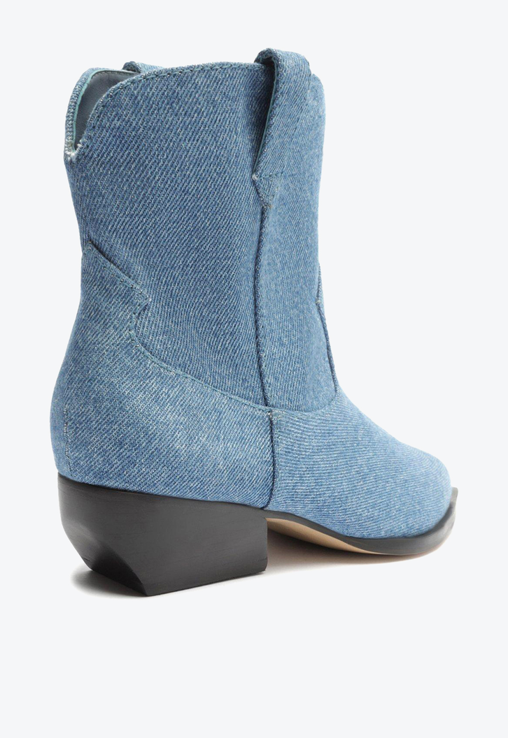Bota Western Azul Jeans Arezzo Cano Curto