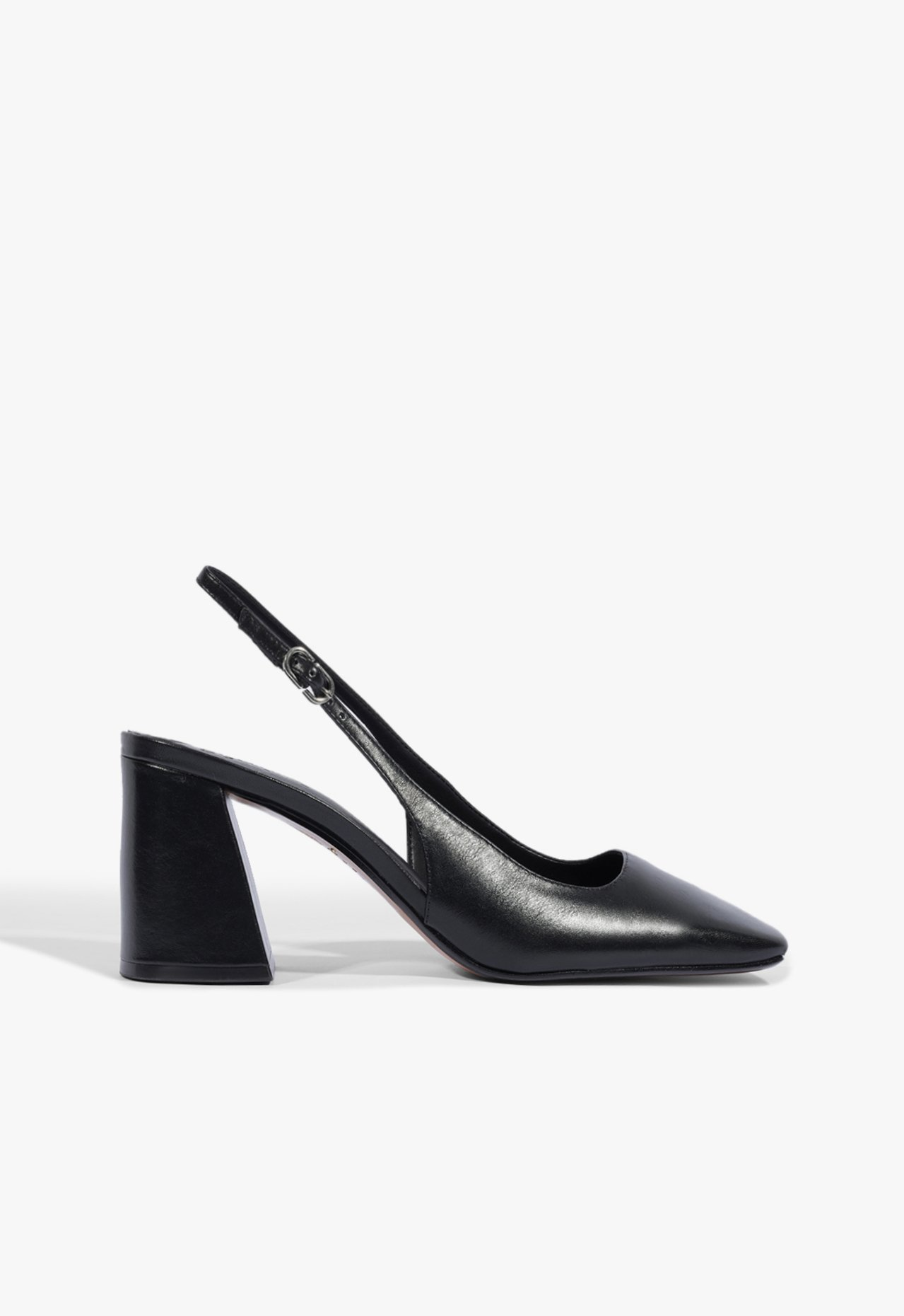 Slingback Leia Block Couro Preto | ZZ MALL