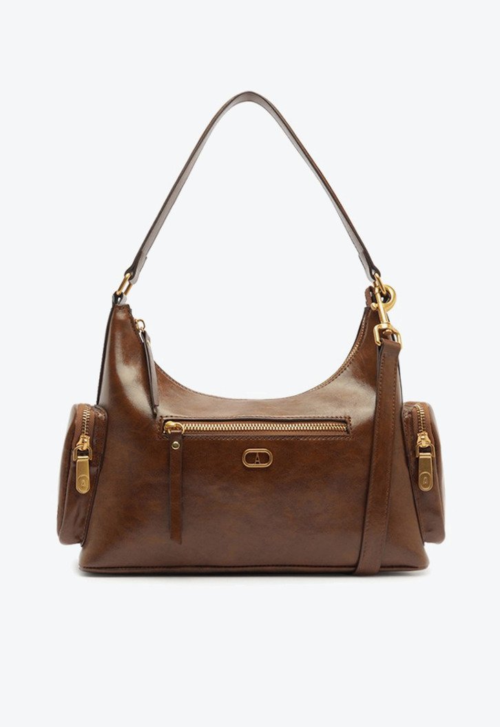 Bolsa Tiracolo Média Bolso Lateral Marrom