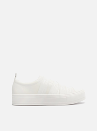 Slip On Flatform Branco Arezzo Couro Elásticos