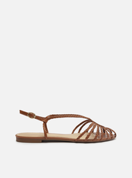 Sand lia Rasteira Marrom Tiras Huarache ZZ MALL