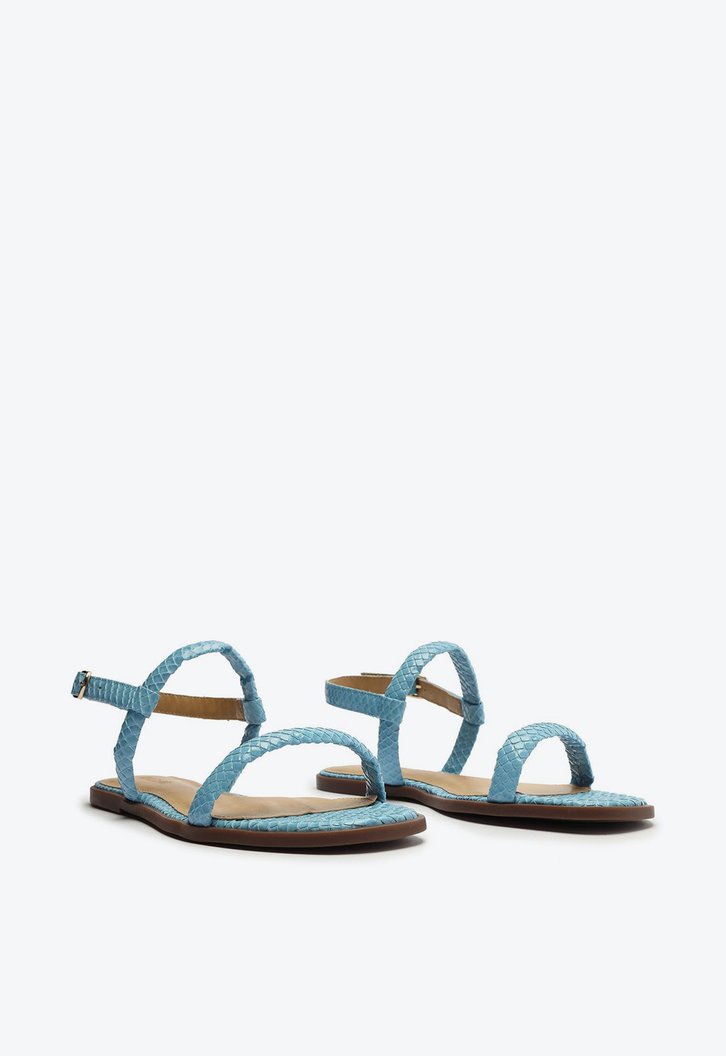 Sandália Rasteira Azul Anacapri Tiras Snake