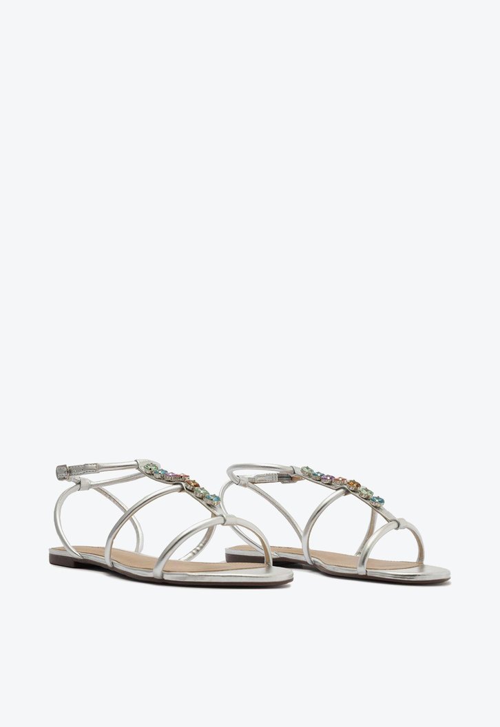 Rasteira Gladiadora Prata Anacapri Com Pedraria