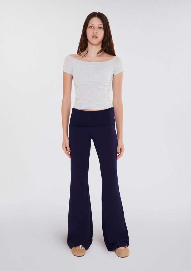 Calça Azul Hering Teen Flare Com Cós Dobrável