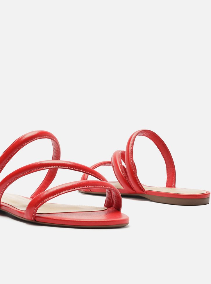 Rasteira Vermelha Tiras Duplas