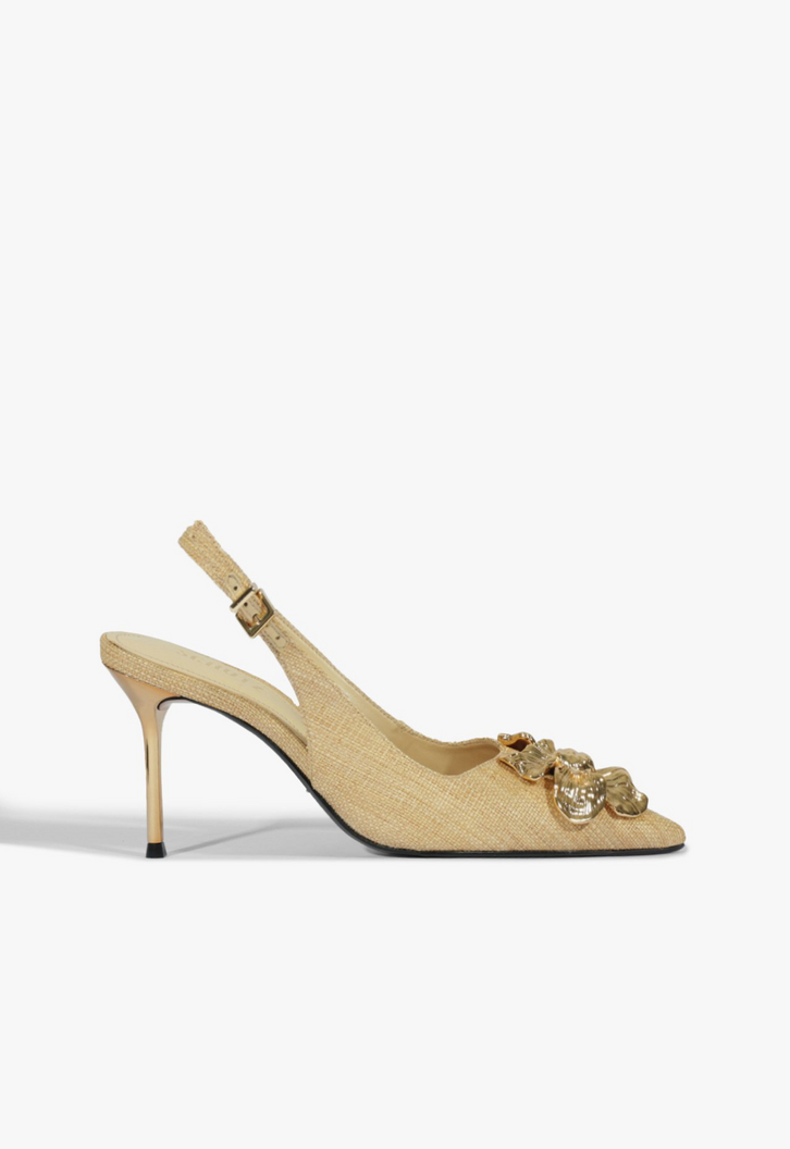 Scarpin Slingback Flora Palha Natural