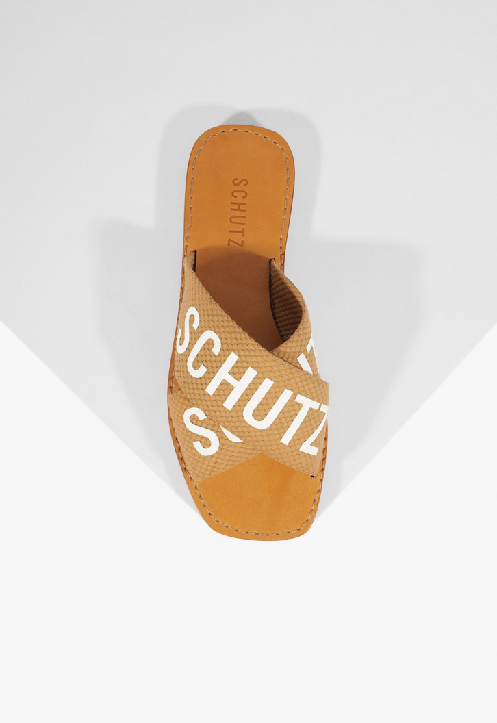 Sandália Rasteira X Schutz Logo Marrom