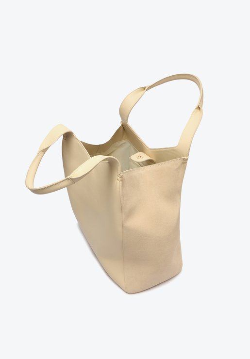 BOLSA SHOPPING BEGE SCHUTZ CLEA COURO