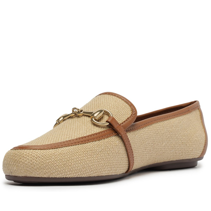 Mocassim Palha com Marrom Detalhe Bridão