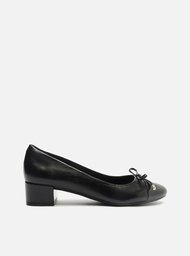 Scarpin Preto Arezzo Couro Salto Baixo Laço Soft