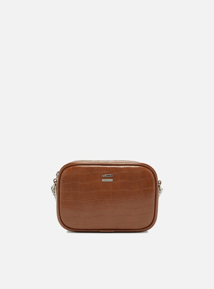 Bolsa Tiracolo Marrom Croco Pequena