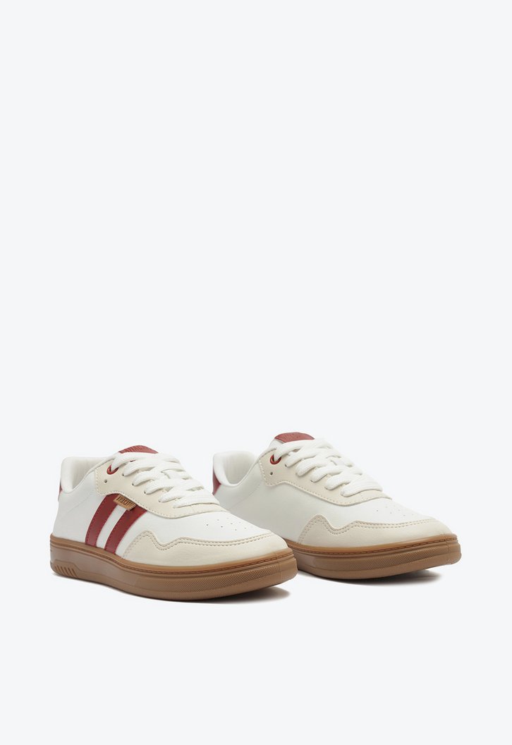 Tênis Listra Dupla Branco e Vermelho
