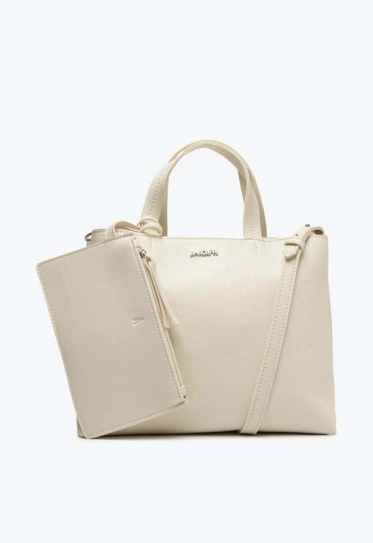 Bolsa Tote Pouch Branca Anacapri Divisórias Média