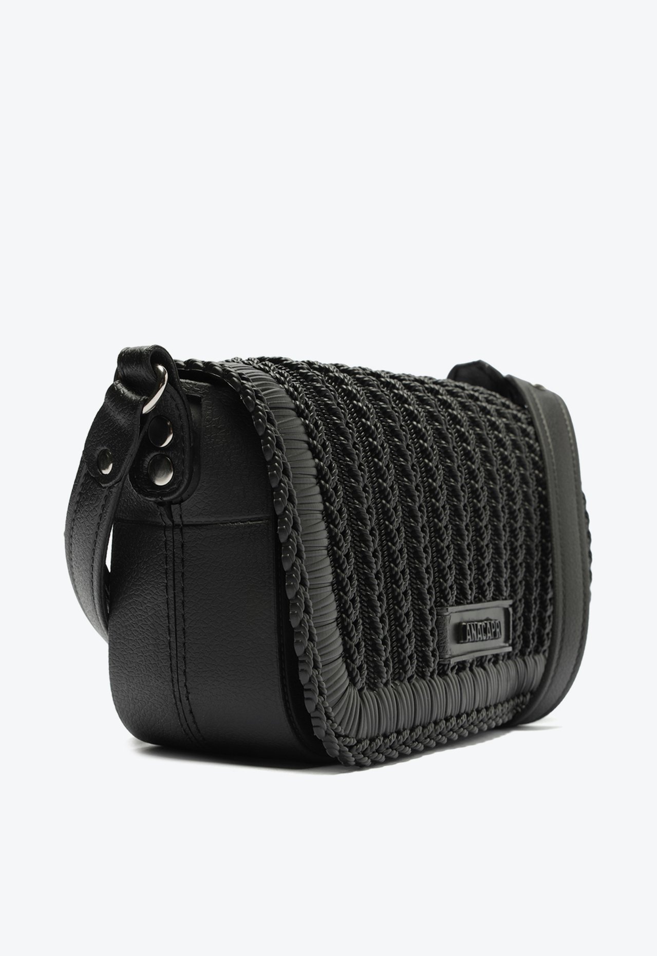 Bolsa Crossbody Preta Anacapri Média Texturizada Injetada | ZZ MALL