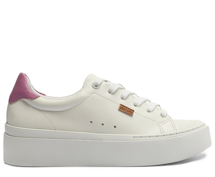 Tênis Sola Alta Casual Branco e Rosa