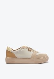 Tênis De Amarrar Branco E Nude Anacapri Sola Alta