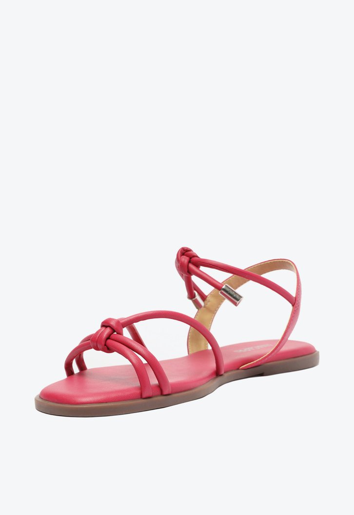 Sandália Rasteira Rosa Tiras Boho
