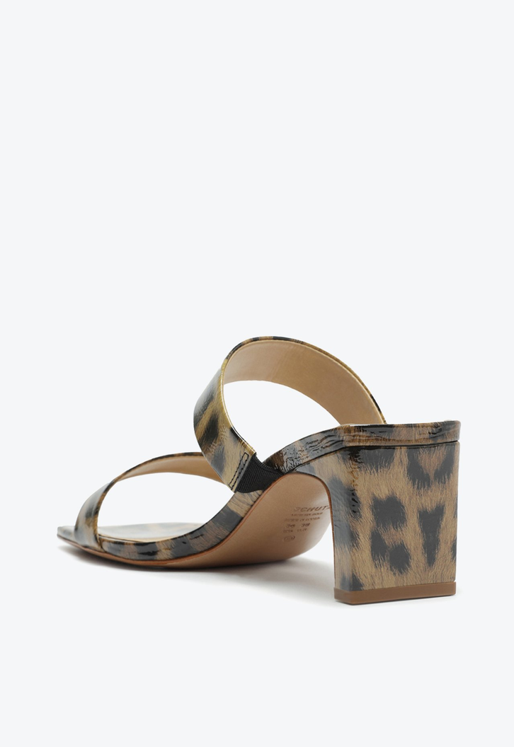 SANDÁLIA MULE SALTO COURO ANIMAL PRINT MARROM