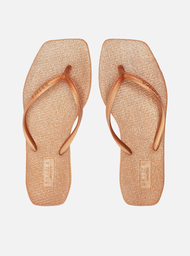 Chinelo de Dedo Laranja Metal Square Brizza