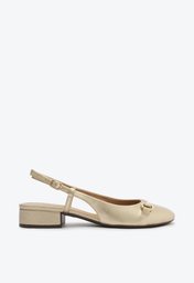 Sapatilha Dourada Anacapri Slingback Salto Bloco Bridão