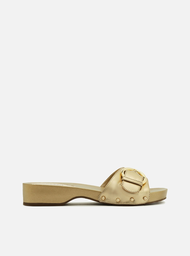 Sandália Flatform Dourada Arezzo Couro