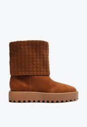 Bota Marrom Arezzo Camurça Cano Médio Knit Riley