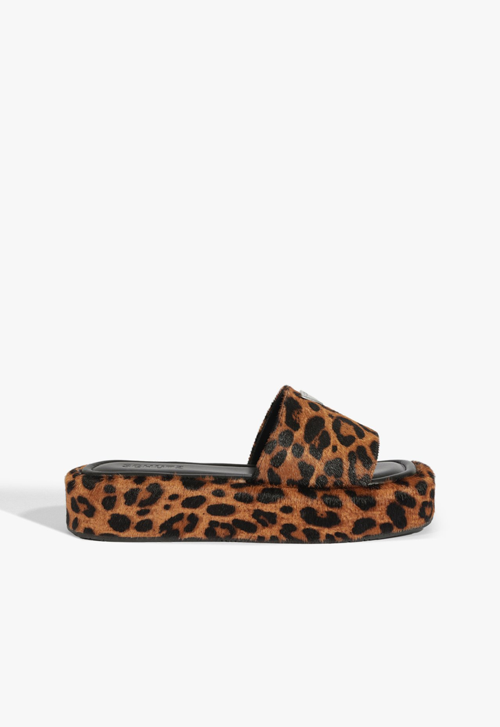 Slide Flatform Couro Animal Print